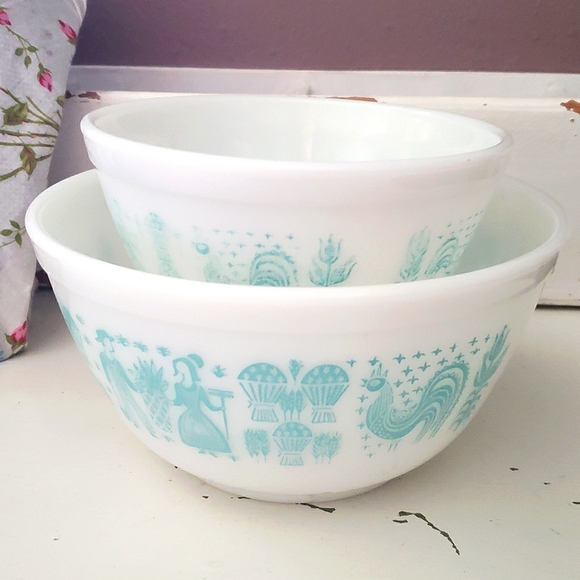 Vtg Pyrex Amish Butter Print Mixing Bowls - Picture 2 of 9